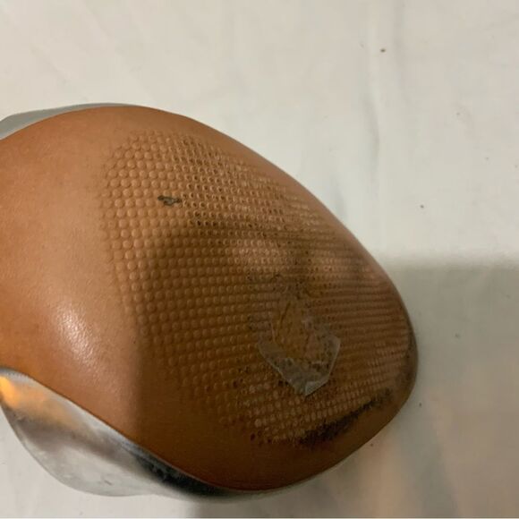 Schutz Saasha Lee Metallic Leather Open Toe Ankle Strap Heels Silver Size 7 - Picture 9 of 16